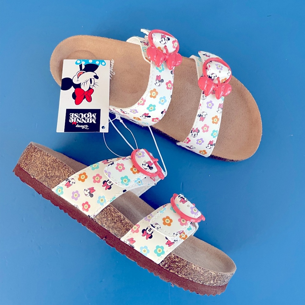 Disney Minnie Mouse Girls Double Buckled White/Pink Sandals Size 13, 1, 3, 4